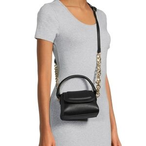 Mini Structured Black Crossbody Bag w/ Gold Chain – NWT